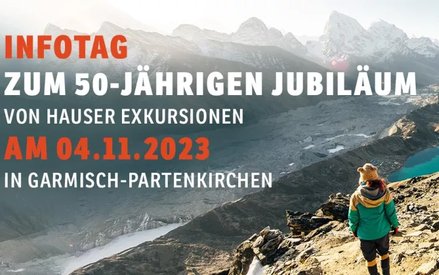 50 Jahre Hauser Exkursionen Jubiläums-Infotag in Garmisch-Partenkirchen mit Stargast Reinhold Messner am 4. November 2023